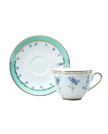 LOMONOSOV IMPERIAL BONE CHINA PORCELAIN TEACUP AND SAUCER SPRING FLORA SMILE #1 230 ML/7.8 OZ