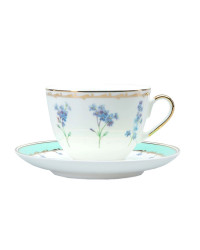 LOMONOSOV IMPERIAL BONE CHINA PORCELAIN TEACUP AND SAUCER SPRING FLORA SMILE #1 230 ML/7.8 OZ