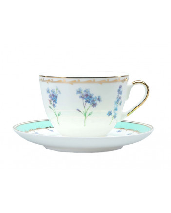 LOMONOSOV IMPERIAL BONE CHINA PORCELAIN TEACUP AND SAUCER SPRING FLORA SMILE #1 230 ML/7.8 OZ