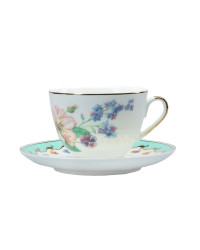 LOMONOSOV IMPERIAL BONE CHINA PORCELAIN TEACUP AND SAUCER SPRING FLORA SMILE #2 230 ML/7.8 OZ