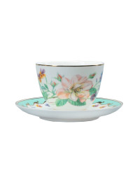 LOMONOSOV IMPERIAL BONE CHINA PORCELAIN TEACUP AND SAUCER SPRING FLORA SMILE #2 230 ML/7.8 OZ