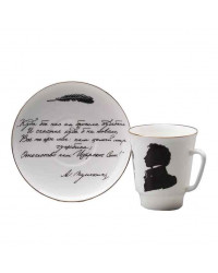 LOMONOSOV IMPERIAL BONE CHINA PORCELAIN ESPRESSO CUP MAY RUSSIAN WRITERS: PUSHKIN 165 ml 5.6 fl.oz