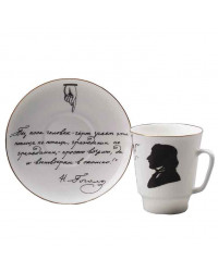 LOMONOSOV IMPERIAL BONE CHINA PORCELAIN ESPRESSO CUP MAY RUSSIAN WRITERS: GOGOL 165 ml 5.6 fl.oz