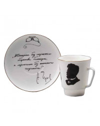 LOMONOSOV IMPERIAL BONE CHINA PORCELAIN ESPRESSO CUP MAY RUSSIAN WRITERS: CHEKHOV 165 ml 5.6 fl.oz