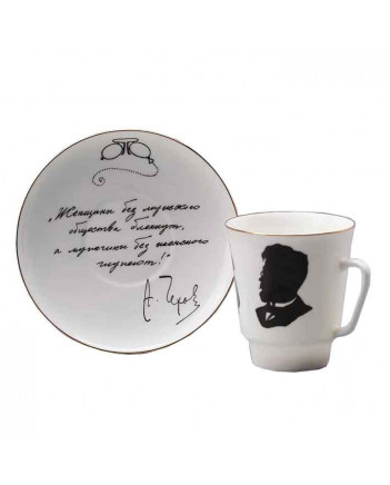 LOMONOSOV IMPERIAL BONE CHINA PORCELAIN ESPRESSO CUP MAY RUSSIAN WRITERS: CHEKHOV 165 ml 5.6 fl.oz