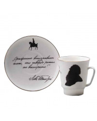 LOMONOSOV IMPERIAL BONE CHINA PORCELAIN ESPRESSO CUP MAY RUSSIAN WRITERS: TOLSTOY 165 ml 5.6 fl.oz