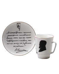 LOMONOSOV IMPERIAL BONE CHINA PORCELAIN ESPRESSO CUP MAY RUSSIAN WRITERS: DOSTOEVSKY 165 ml 5.6 fl.oz