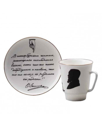 LOMONOSOV IMPERIAL BONE CHINA PORCELAIN ESPRESSO CUP MAY RUSSIAN WRITERS: DOSTOEVSKY 165 ml 5.6 fl.oz