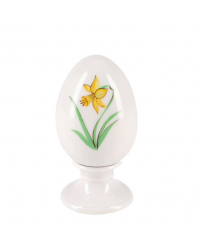 LOMONOSOV IMPERIAL PORCELAIN EASTER EGG ON STAND YELLOW NARCISSUS