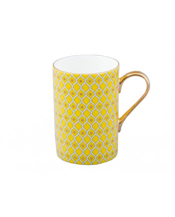 LOMONOSOV IMPERIAL BONE CHINA PORCELAIN COFFEE MUG IDYLL SUNNY YELLOW v.2 400 Ml/14.1 Fl.Oz