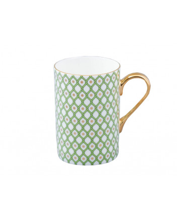 LOMONOSOV IMPERIAL BONE CHINA PORCELAIN COFFEE MUG IDYLL GREEN LIME v.1 400 Ml/14.1 Fl.Oz