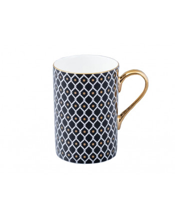 LOMONOSOV IMPERIAL BONE CHINA PORCELAIN COFFEE MUG IDYLL BLACK NERO v.2 400 Ml/14.1 Fl.Oz