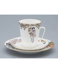 LOMONOSOV IMPERIAL BONE CHINA PORCELAIN ESPRESSO CUP SET MAY BALLET RED POPPY 165 ml/5.6 fl.oz