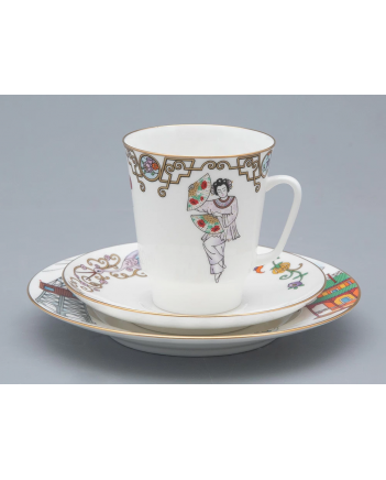LOMONOSOV IMPERIAL BONE CHINA PORCELAIN ESPRESSO CUP SET MAY BALLET RED POPPY 165 ml/5.6 fl.oz
