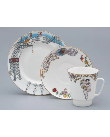 LOMONOSOV IMPERIAL BONE CHINA PORCELAIN ESPRESSO CUP SET MAY BALLET RED POPPY 165 ml/5.6 fl.oz