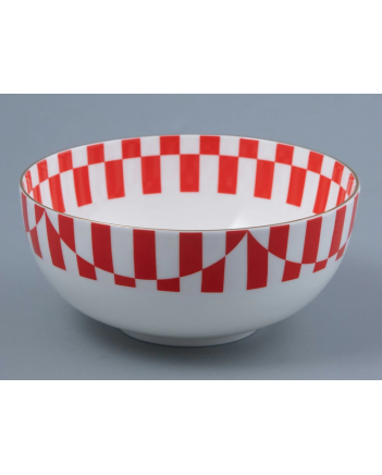 LOMONOSOV IMPERIAL BONE CHINA PORCELAIN SALAD BOWL YES AND NO RED 1200 Ml 40.6 Fl.Oz