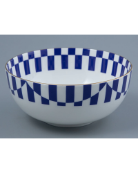 LOMONOSOV IMPERIAL BONE CHINA PORCELAIN SALAD BOWL YES AND NO COBALT BLUE 1200 Ml 40.6 Fl.Oz