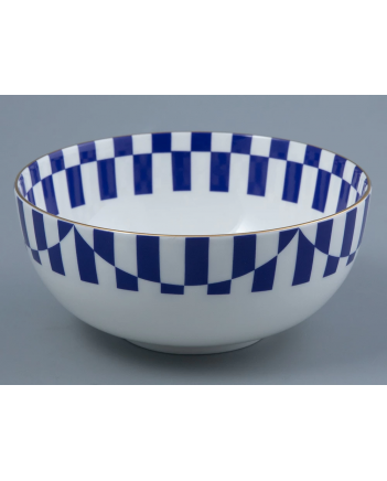LOMONOSOV IMPERIAL BONE CHINA PORCELAIN SALAD BOWL YES AND NO COBALT BLUE 1200 Ml 40.6 Fl.Oz