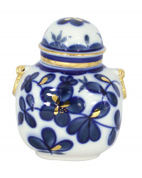 LOMONOSOV IMPERIAL PORCELAIN TEA CADDY COBALT GARDEN