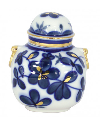 LOMONOSOV IMPERIAL PORCELAIN TEA CADDY COBALT GARDEN