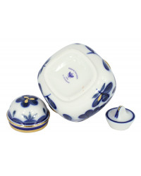 LOMONOSOV IMPERIAL PORCELAIN TEA CADDY COBALT GARDEN