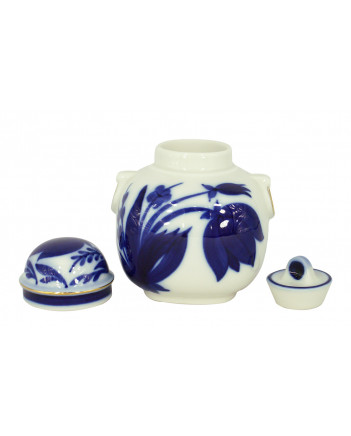 LOMONOSOV IMPERIAL PORCELAIN TEA CADDY BLUE BELL