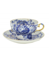 LOMONOSOV IMPERIAL PORCELAIN TEACUP AND SAUCER SINGING GARDEN 230 ML/7.8 OZ