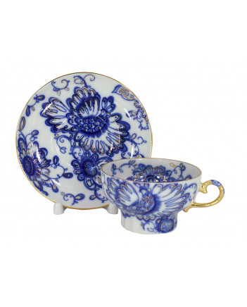 LOMONOSOV IMPERIAL PORCELAIN TEACUP AND SAUCER SINGING GARDEN 230 ML/7.8 OZ