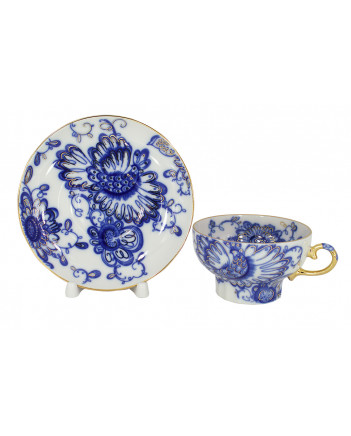 LOMONOSOV IMPERIAL PORCELAIN TEACUP AND SAUCER SINGING GARDEN 230 ML/7.8 OZ