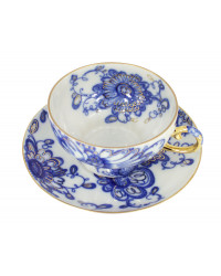 LOMONOSOV IMPERIAL PORCELAIN TEACUP AND SAUCER SINGING GARDEN 230 ML/7.8 OZ