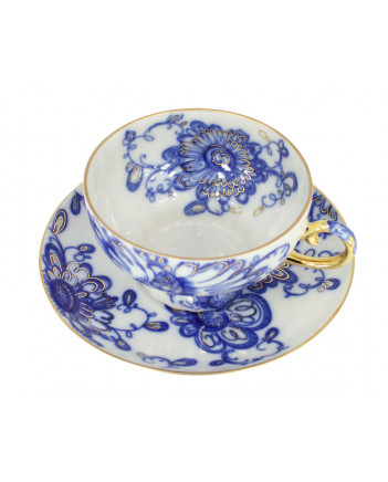 LOMONOSOV IMPERIAL PORCELAIN TEACUP AND SAUCER SINGING GARDEN 230 ML/7.8 OZ