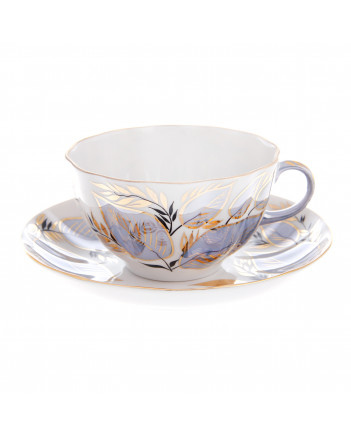  LOMONOSOV IMPERIAL PORCELAIN TEACUP AND SAUCER TULIP MOONLIGHT 250 ML/8.45 OZ