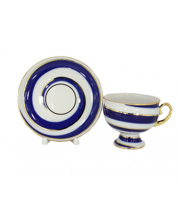 LOMONOSOV IMPERIAL PORCELAIN TEACUP AND SAUCER TWISTED LOOP 255 ML/8.6 OZ