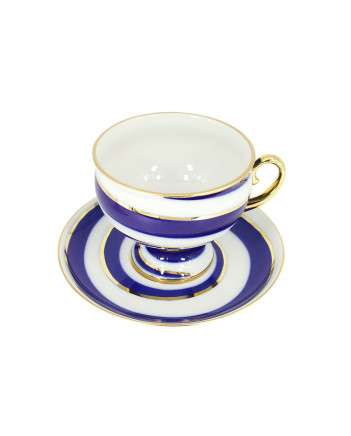 LOMONOSOV IMPERIAL PORCELAIN TEACUP AND SAUCER TWISTED LOOP 255 ML/8.6 OZ