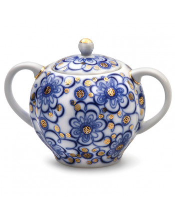 LOMONOSOV IMPERIAL PORCELAIN SUGAR BOWL TULIP BINDWEED 15 OZ/450 ML