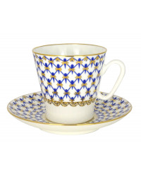 LOMONOSOV IMPERIAL BONE CHINA PORCELAIN ESPRESSO CUP BLACK COFFEE COBALT NET 80 ml/2.7 fl.oz