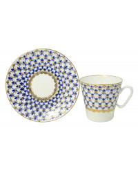 LOMONOSOV IMPERIAL BONE CHINA PORCELAIN ESPRESSO CUP BLACK COFFEE COBALT NET 80 ml/2.7 fl.oz