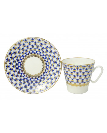 LOMONOSOV IMPERIAL BONE CHINA PORCELAIN ESPRESSO CUP BLACK COFFEE COBALT NET 80 ml/2.7 fl.oz