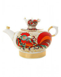 LOMONOSOV IMPERIAL PORCELAIN TEAPOT RED ROOSTER 1 CUPS 250 ML 8.5 OZ