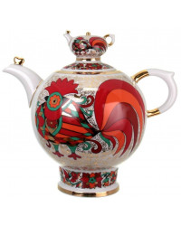 LOMONOSOV IMPERIAL PORCELAIN TEAPOT RED ROOSTER 9 CUPS 1800 ML 60.9 OZ