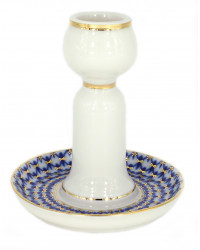 LOMONOSOV IMPERIAL PORCELAIN DECORATIVE CANDLE HOLDER COBALT NET 1 STICK