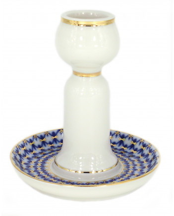 LOMONOSOV IMPERIAL PORCELAIN DECORATIVE CANDLE HOLDER COBALT NET 1 STICK