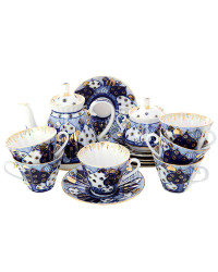 LOMONOSOV IMPERIAL PORCELAIN TEA SET SERVICE CHURCH BELLS 14 items