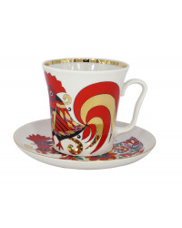 LOMONOSOV IMPERIAL PORCELAIN COFFEE LATTE HOT CHOCOLATE MUG RED ROOSTER 360 ml/12.2 fl.oz