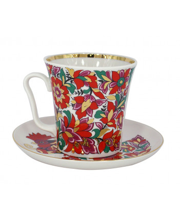 LOMONOSOV IMPERIAL PORCELAIN COFFEE LATTE HOT CHOCOLATE MUG RED ROOSTER 360 ml/12.2 fl.oz