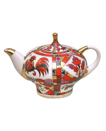 LOMONOSOV IMPERIAL PORCELAIN TEAPOT RED HORSE 1 CUP 250 ML/8.5 OZ