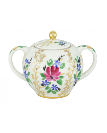 LOMONOSOV IMPERIAL PORCELAIN SUGAR BOWL TULIP GOLDEN GRASSES 450 ML 15 oz