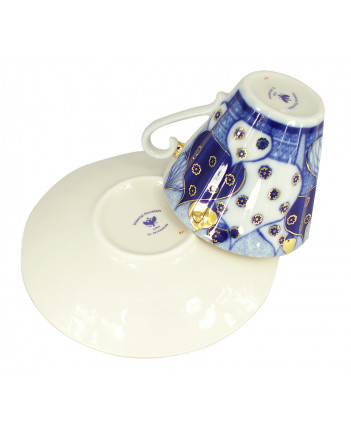 LOMONOSOV IMPERIAL PORCELAIN TEACUP AND SAUCER RADIANT CHURCH BELLS 235 ML/8 OZ