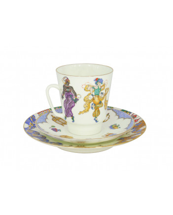 LOMONOSOV IMPERIAL BONE CHINA PORCELAIN ESPRESSO CUP SET MAY BALLET SCHEHERAZADE 165 ml/5.6 fl.oz