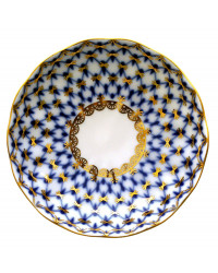 LOMONOSOV IMPERIAL PORCELAIN JAM MARMALADE JELLY DISH COBALT NET TULIP